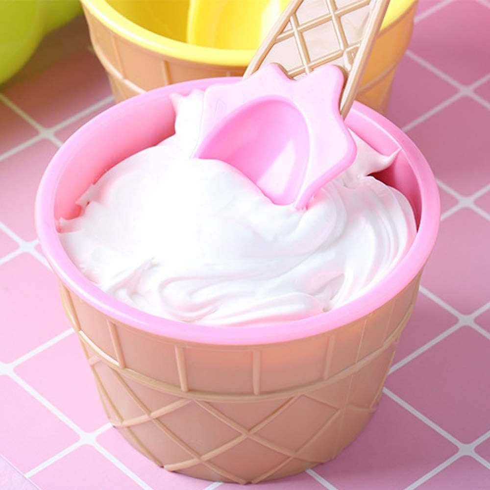 Set of 3 Cream Cups Set With Spoon, Daily Merchandise Plastic Bowl, DIY Ice Cone Dessert Bowl, Tableware Reusable Bowls Spoons Set Set of 3 Cream Cups Set With Spoon, Daily Merchandise Plastic Bowl, DIY Ice Cone Dessert Bowl, Tableware Reusable Bowls Spoons Set